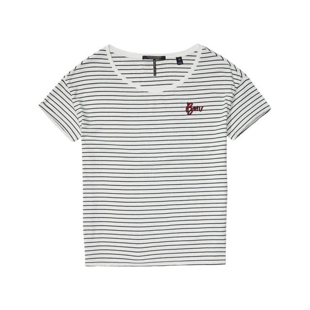 メゾンスコッチ MAISON SCOTCH 正規販売店 レディース 半袖Tシャツ Striped Tee 102123 18