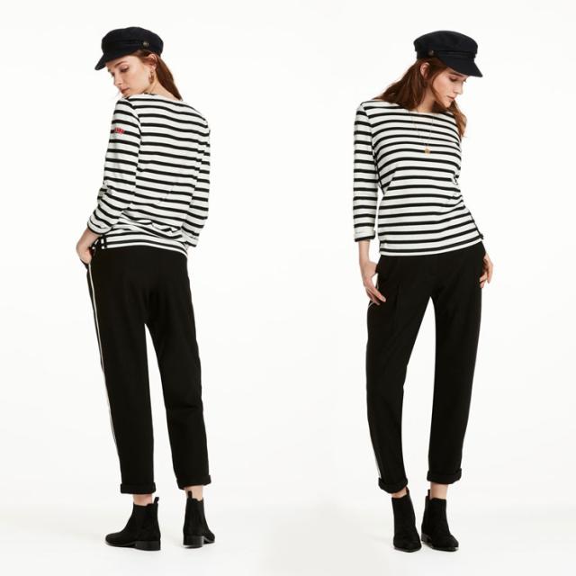 メゾンスコッチ MAISON SCOTCH 正規販売店 レディース 長袖Tシャツ Long sleeve striped t-shirt with badge on sleeve 102122 19