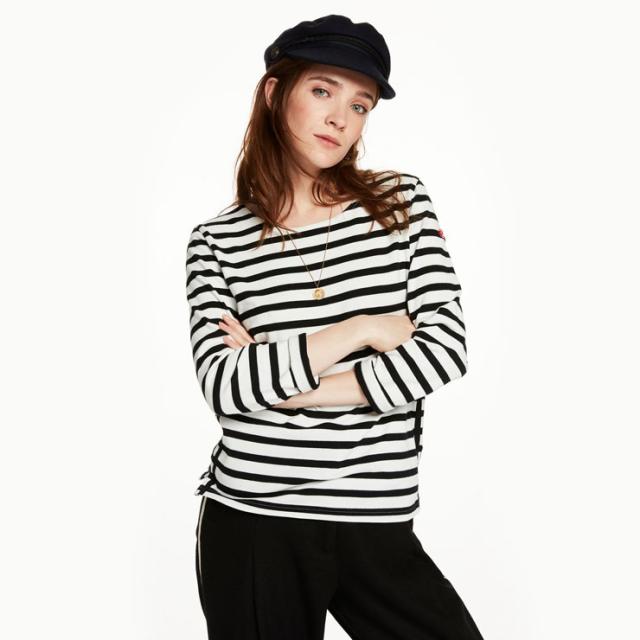 メゾンスコッチ MAISON SCOTCH 正規販売店 レディース 長袖Tシャツ Long sleeve striped t-shirt with badge on sleeve 102122 19
