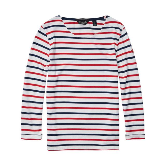 メゾンスコッチ MAISON SCOTCH 正規販売店 レディース 長袖Tシャツ Long sleeve striped t-shirt with badge on sleeve 102122 19