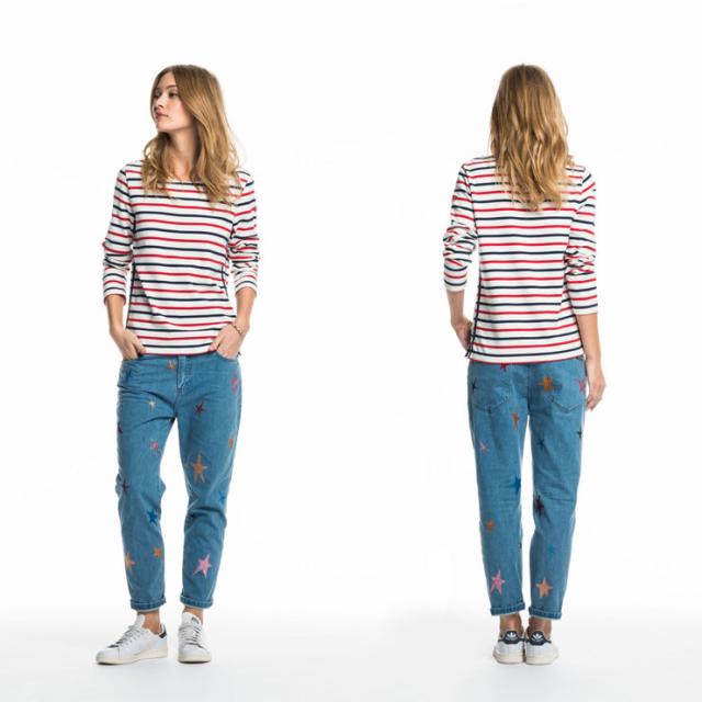 メゾンスコッチ MAISON SCOTCH 正規販売店 レディース 長袖Tシャツ Long sleeve striped t-shirt with badge on sleeve 102122 19