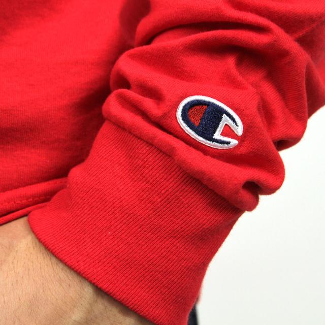 チャンピオン CHAMPION 正規品 メンズ 長袖Tシャツ L/S TEE T2229 Cotton Long Sleeve Tee W3J-TEAMREDSCARLET C logo on left sleeve