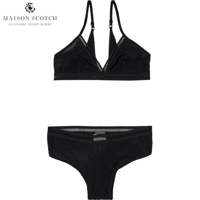 メゾンスコッチ MAISON SCOTCH 正規販売店 レディース ブラ＆ショーツセット LACE BRA AND PANTIES 147419 08 68502 BLACK クリスマス プレゼント ラッピング