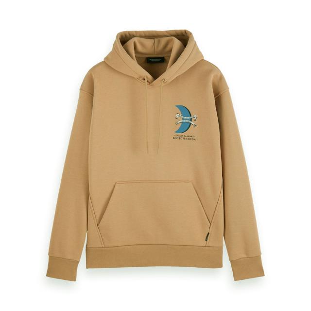 スコッチアンドソーダ メンズ パーカー 正規販売店 SCOTCH＆SODA プルオーバー フーディー オーガニックコットン HOODY WITH "AMELIA" ARTWORK CONTAINS ORGANIC COTTON 164108 0137 SAND クリスマス プレゼント ラッピング