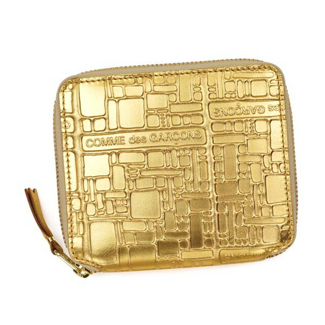 コム デ ギャルソン COMME des GARCONS ラウンドファスナー 二つ折り財布 EMBOSSES LOGO ゴールド cdg-sa2100eg-gol