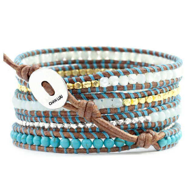 チャンルー CHAN LUU ラップブレス ターコイズ 5連 ブレスレット 正規品 メンズ レディース BS-4379 TQ MIX/N BRW 新作 5ラップブレスレット ターコイズミックスをナチュラルブラウンレザーで編み込んだ5連ブレス