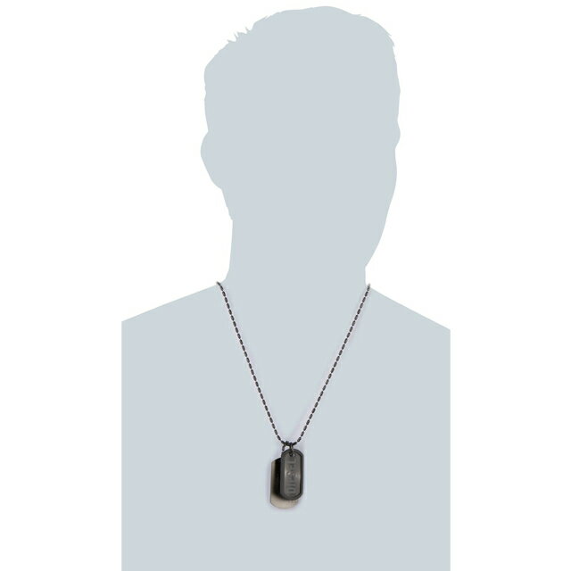 ディーゼル DIESEL ネックレス ペンダント ダブルプレート DIESELロゴ＆ブレイブマン ブラック dx0014040