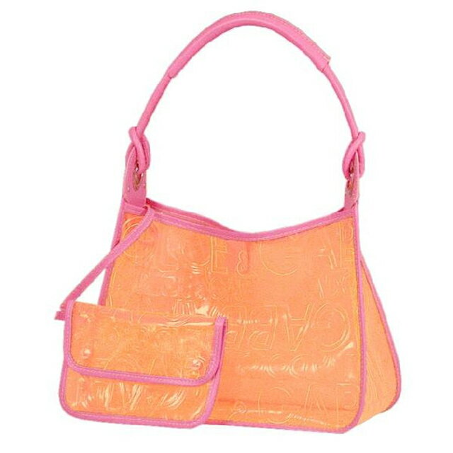 ドルチェ＆ガッバーナ DOLCE&GABBANA クリア モノグラム セミショルダーバッグ ショルダーバッグ ポーチ付き オレンジ＋ピンク