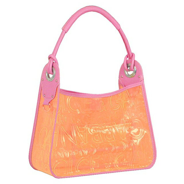 ドルチェ＆ガッバーナ DOLCE&GABBANA クリア モノグラム セミショルダーバッグ ショルダーバッグ ポーチ付き オレンジ＋ピンク