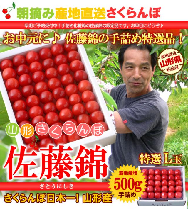 山形さくらんぼ佐藤錦 手詰め500g≪Lサイズ≫の販売/通販/お取り寄せ