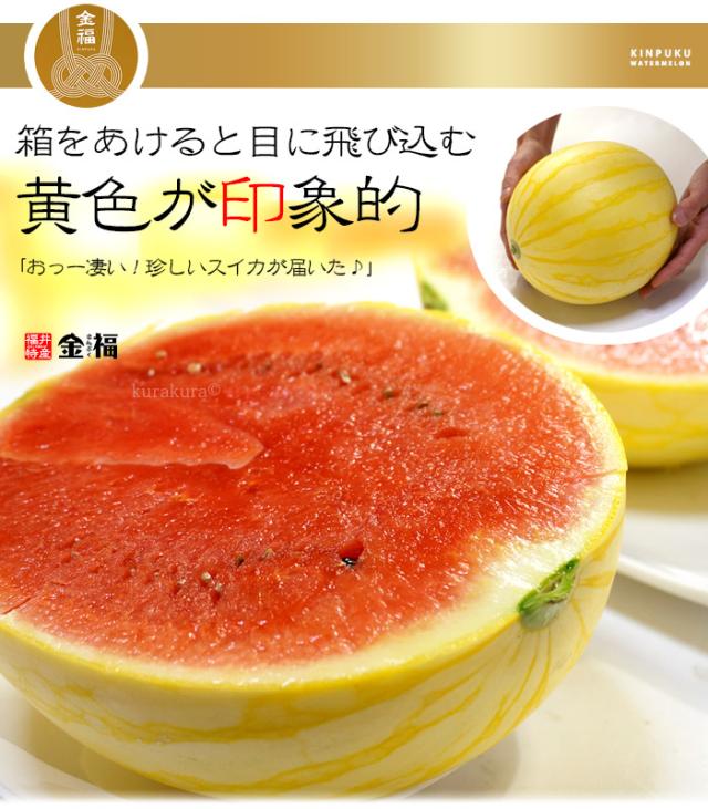 黄色と赤のコントラストが綺麗な金福スイカ