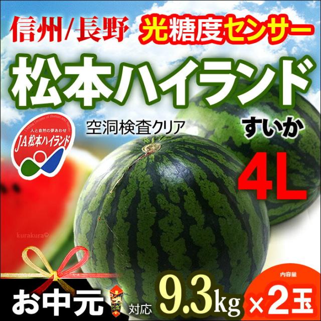 長野JA松本ハイランドすいか4L2玉販売/通販