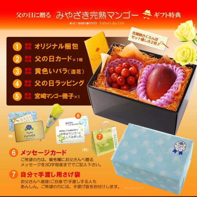 父の日ギフトみやざき完熟マンゴー2L1玉と佐藤錦オリジナル化粧箱