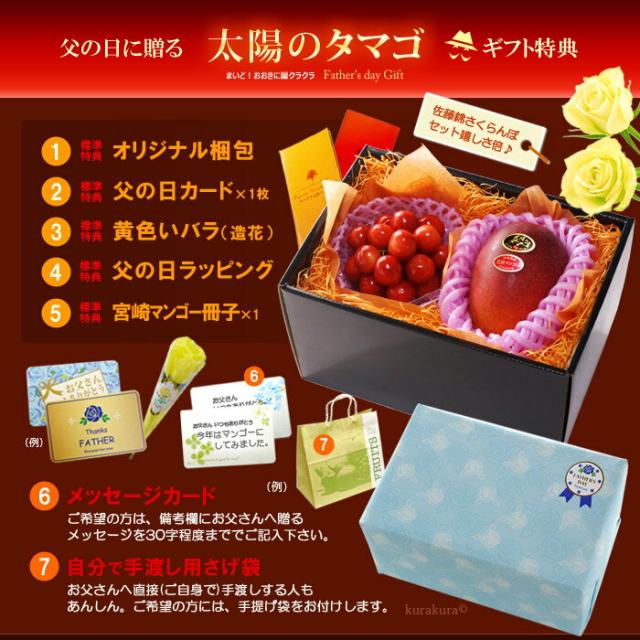 父の日ギフト太陽のタマゴ2L1玉とサクランボ詰め合わせオリジナル化粧箱