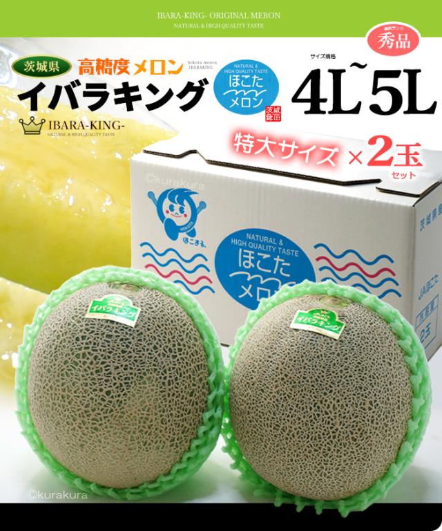 イバラキング茨城メロン4L5L2玉お届け販売姿イメージ