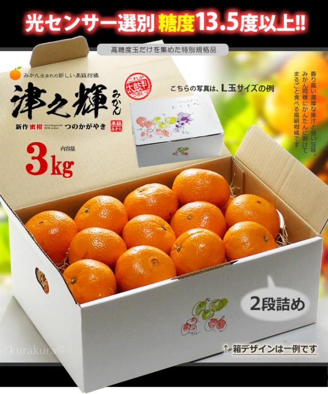 津之輝（つのかがやき）みかん3kg販売お届けイメージ姿