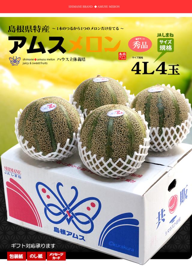 島根アムスメロン秀品4L4玉5kg販売のお届け姿イメージ