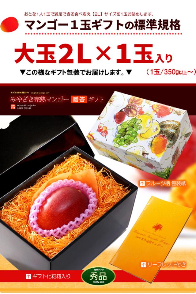 みやざき完熟マンゴー2L1玉ラッピング化粧箱ギフト