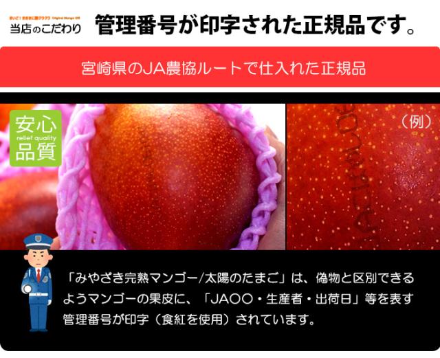 宮崎完熟マンゴー販売の約束3：管理番号が印字された正規品をご用意します