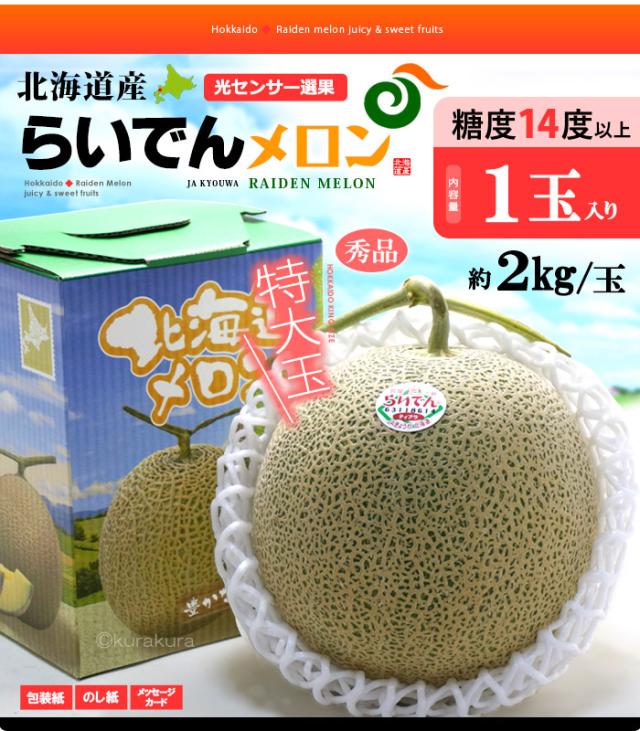 北海道らいでんメロン特大1玉販売イメージ