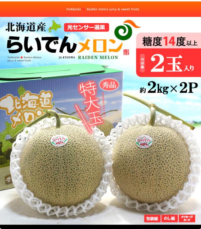 北海道らいでんメロン特大2玉販売イメージ