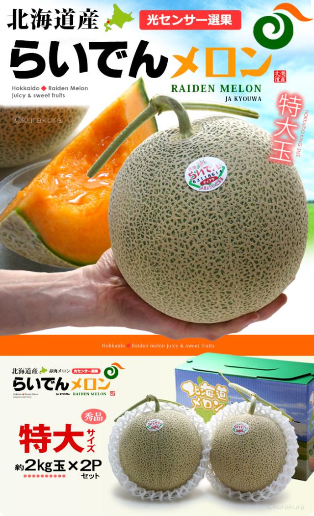 北海道らいでんメロン特大2玉販売/通販