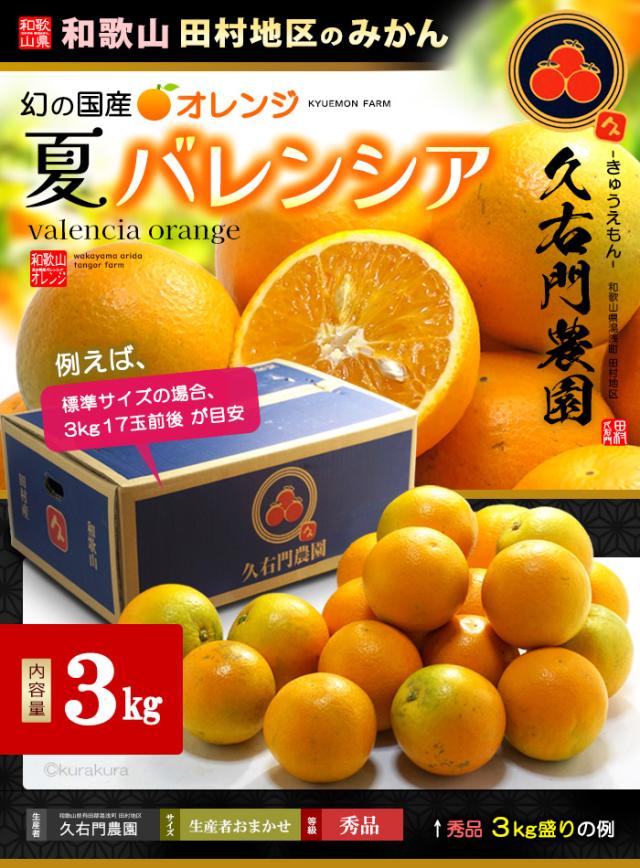 久右門農園バレンシアオレンジ3kg販売お届け姿イメージ