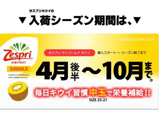ゼスプリ・サンゴールドキウイ入荷シーズン4月後半から10月まで