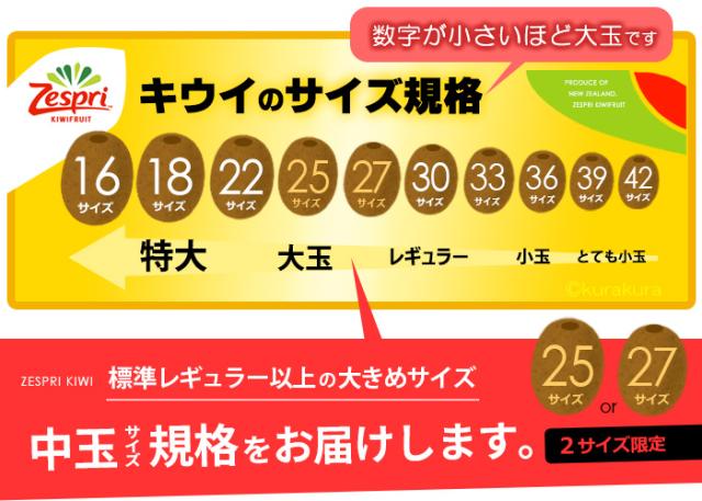 ゼスプリ・サンゴールドキウイ規格サイズ比較