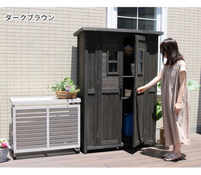 カントリー小屋 KCSL1260 薄型 物置 倉庫 収納庫 天然木 木製 庭