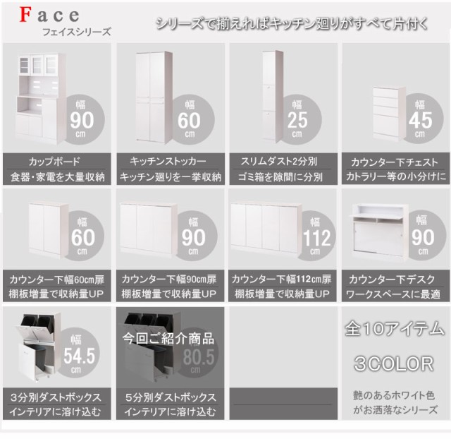 キッチンシリーズFace ダスト 5分別 FY-0029 FY-0031 FY-0033