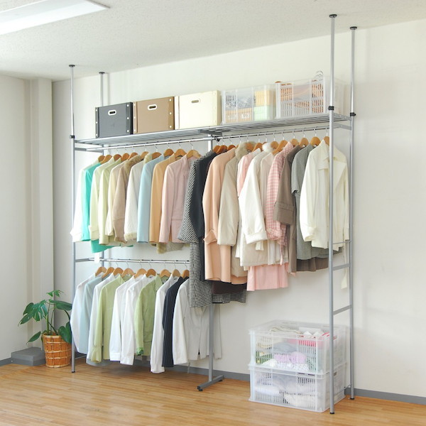 海外輸入 ツッパリクローゼットハンガーラック棚1段 ワイド 収納家具 ラック ハンガーラック Sw 50w スペース収納 幅 高さ 調整可能 収納 ハンガー 新着商品 Bayounyc Com