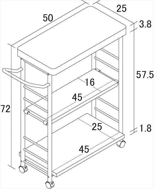 アート 3段ワゴン 収納家具 キッチン収納 キッチンワゴン 32674 32675