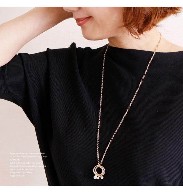 フェイクパールリングネックレス