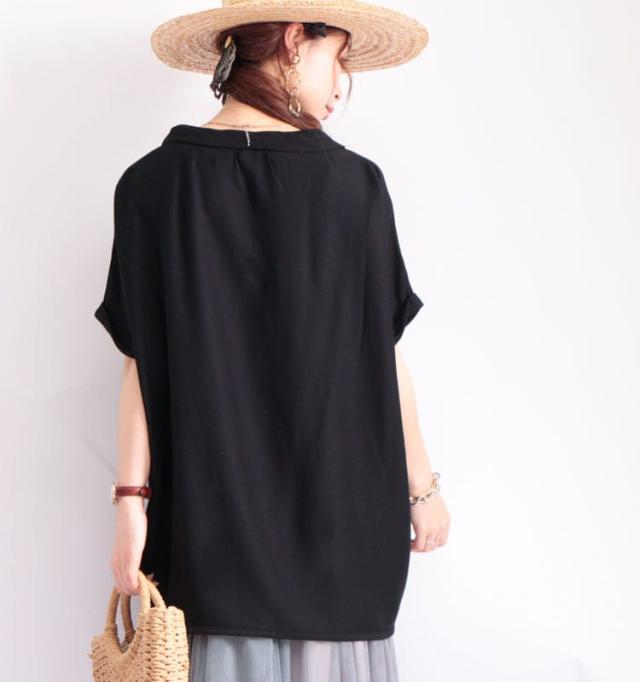 裾タック開襟ドルマンシャツ