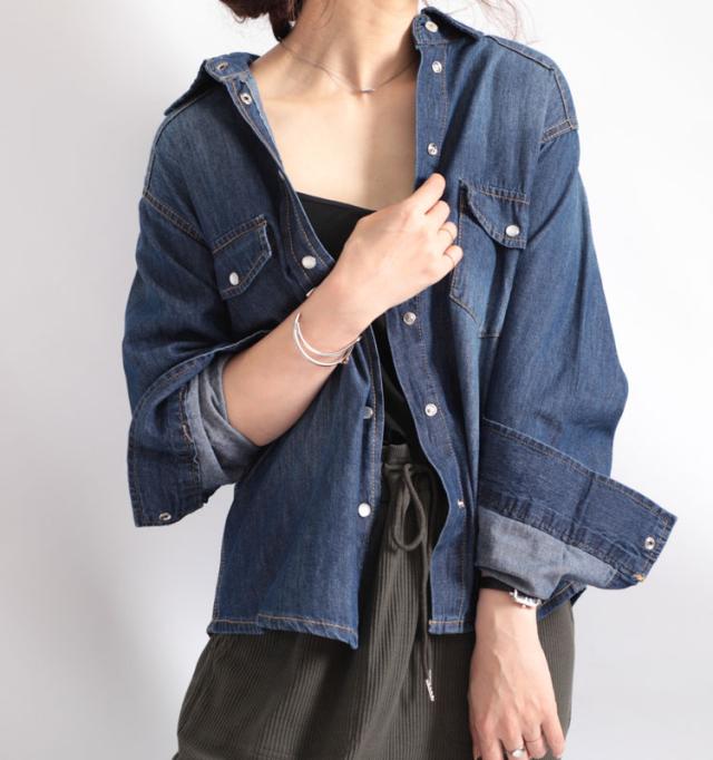 スラブデニムベーシックシャツ