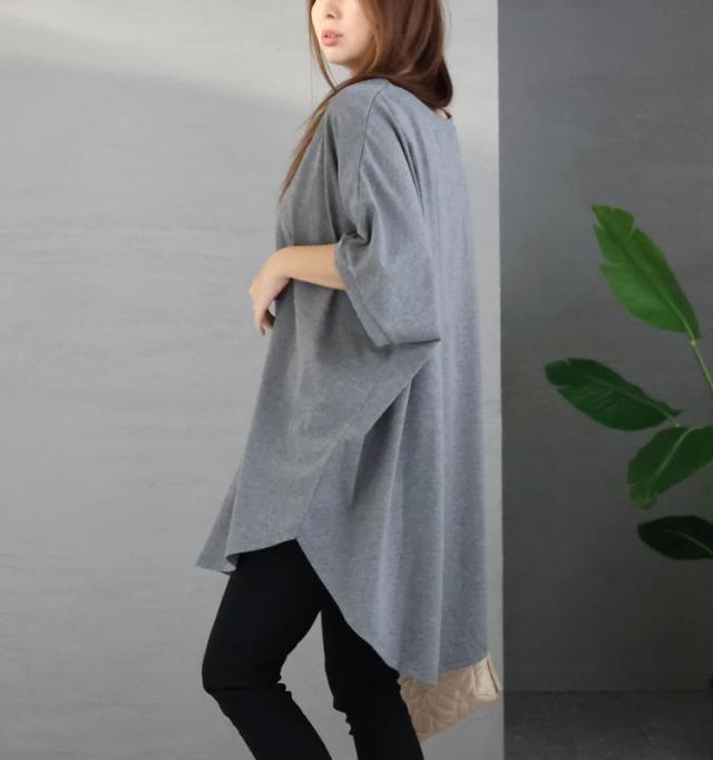 太リブVネックオーバーチュニック