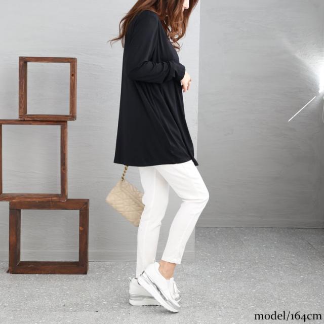 ストライプ柄フェイクレイヤードトップス