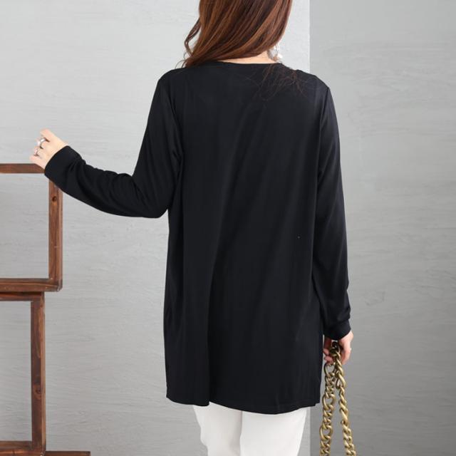 ストライプ柄フェイクレイヤードトップス