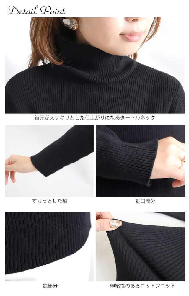 タートルネックリブニット