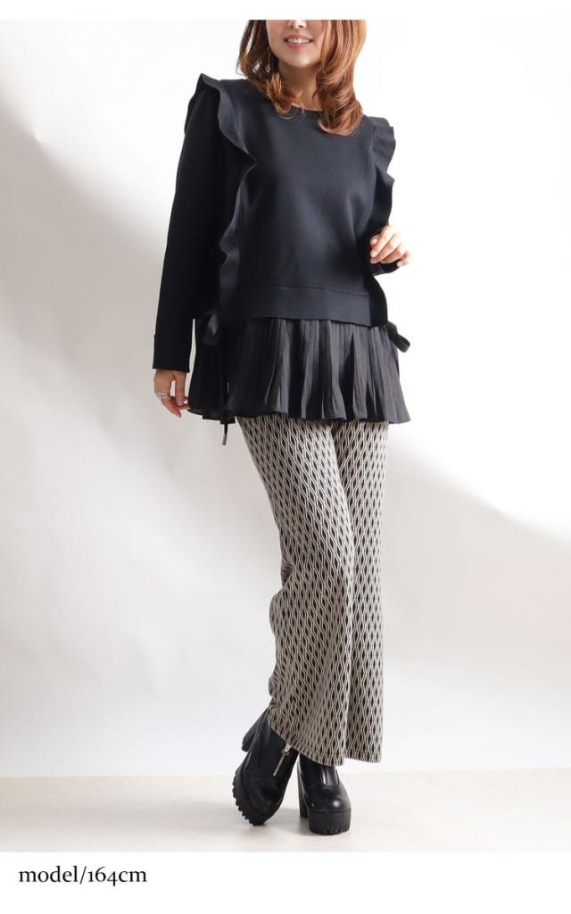 プリーツドッキングフリルプルオーバー