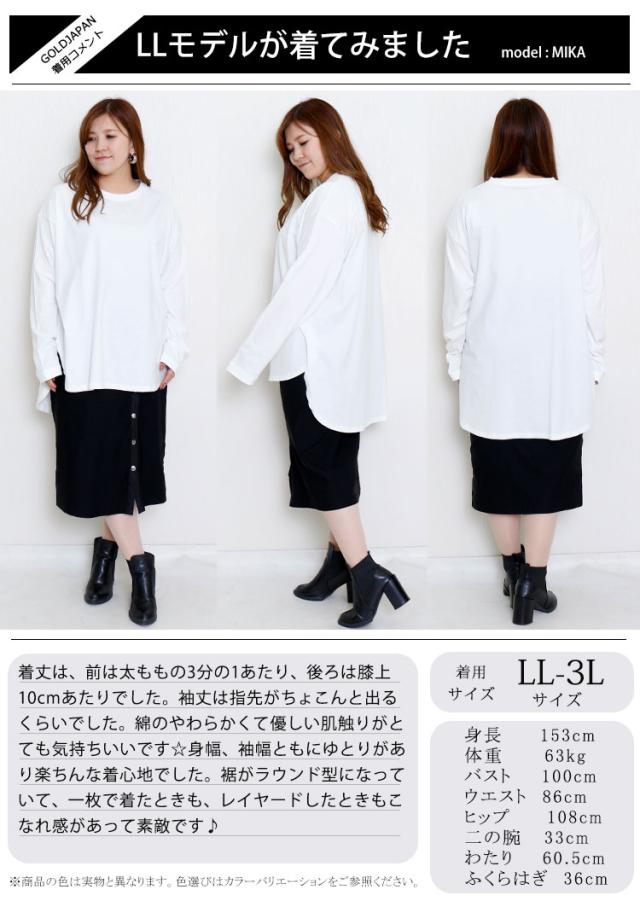 ラウンドロングヘムカットソー