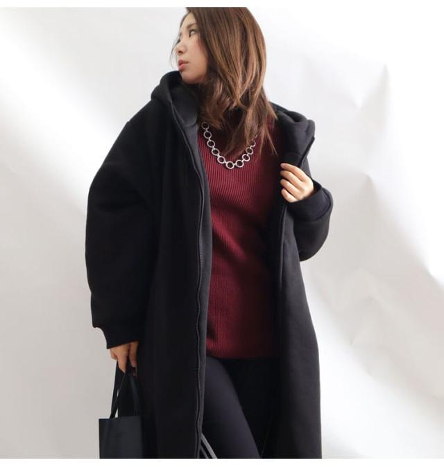 裏ボアフーディーロングコート