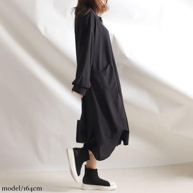 麻調ツイルフィッシュテールシャツワンピース