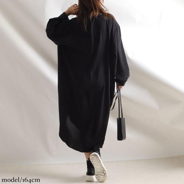 麻調ツイルフィッシュテールシャツワンピース