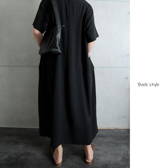 麻調ツイルロングワンピース