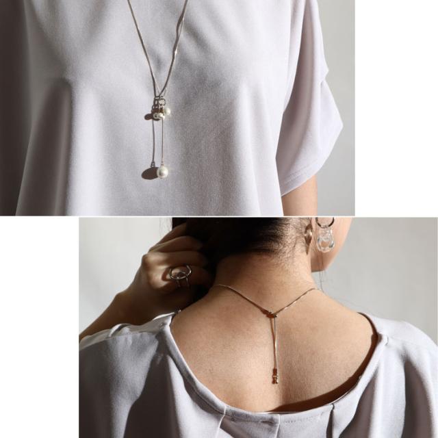 スライドチェーンパール調ネックレス