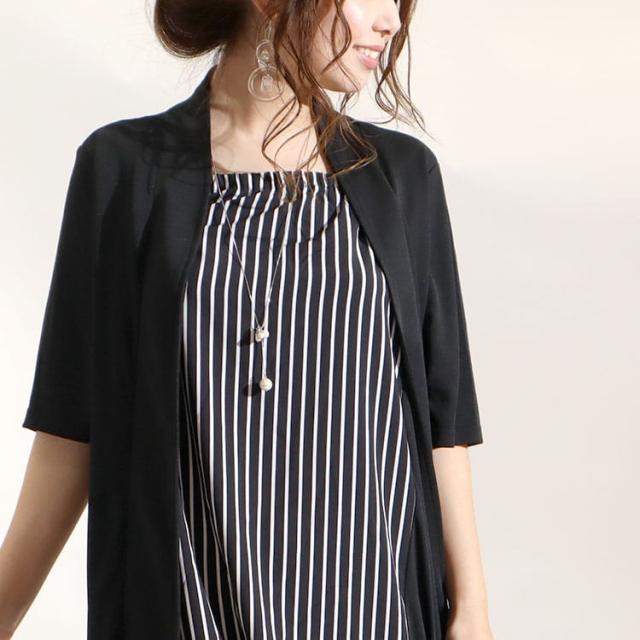 ストライプ柄フェイクワンピース