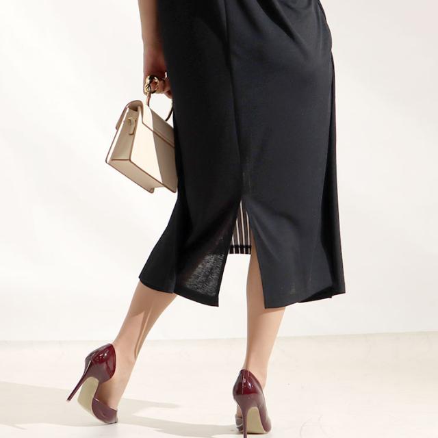 ストライプ柄フェイクワンピース