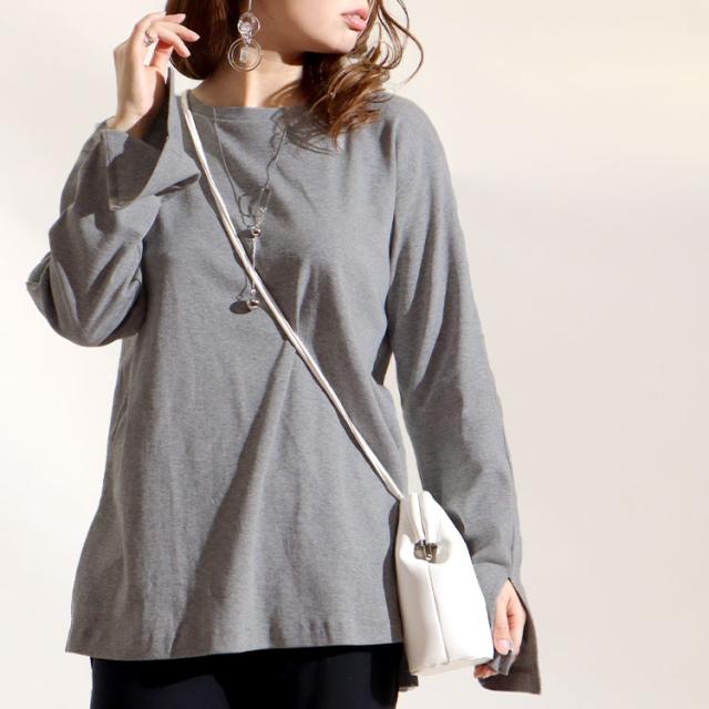 スリットスリーブコットンカットソー